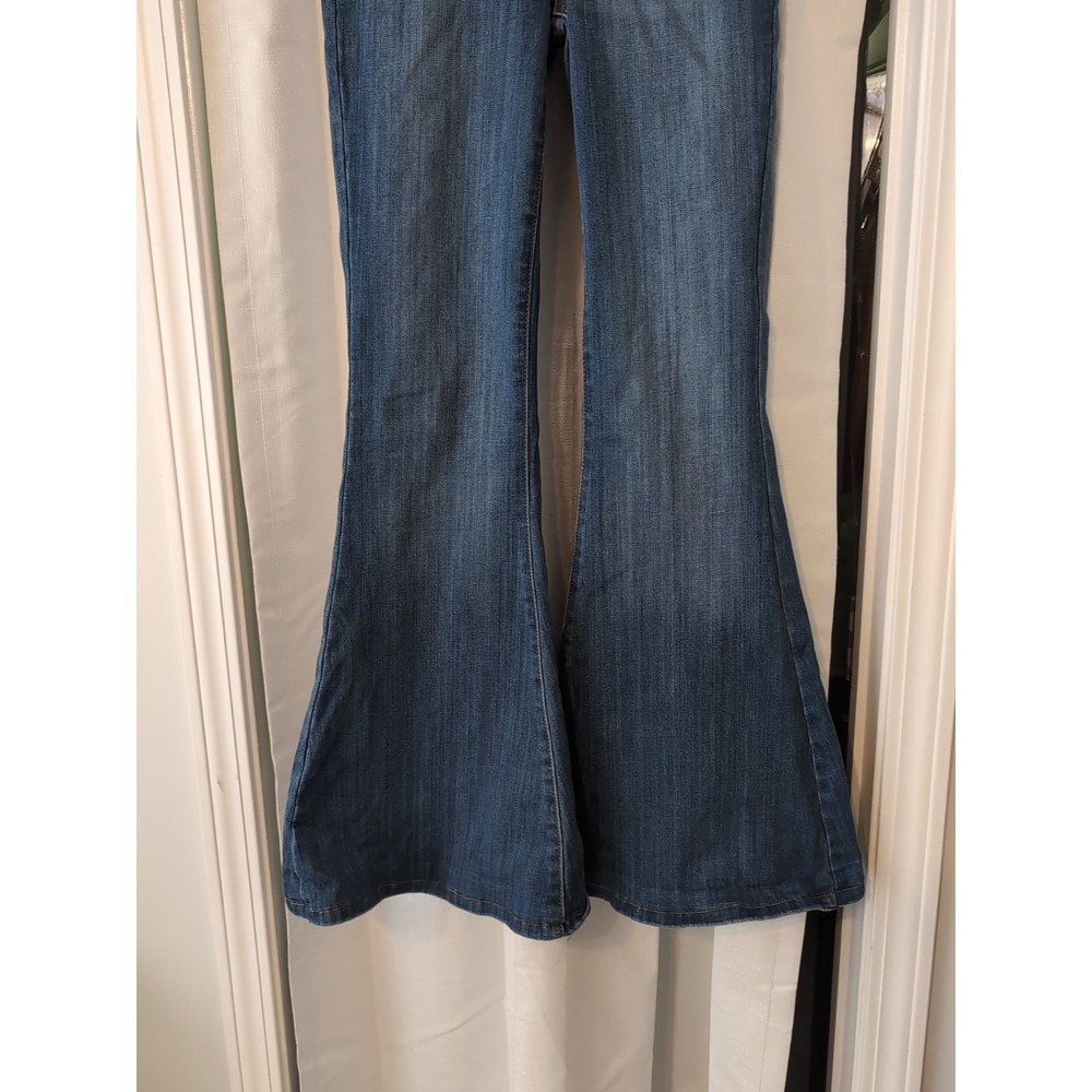 Judy Blue Pull On Super Flare‎ Jeans Women Size 0/24 Bell Bottoms Medium Wash - Picture 4 of 12